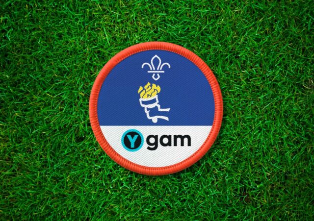 Scouts badge on green grass background