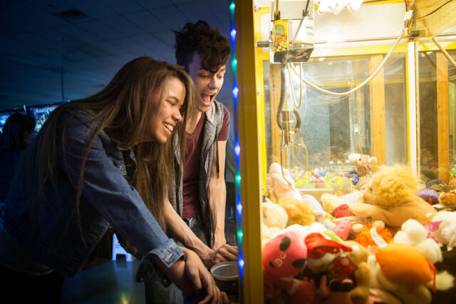 Young people at an arcade