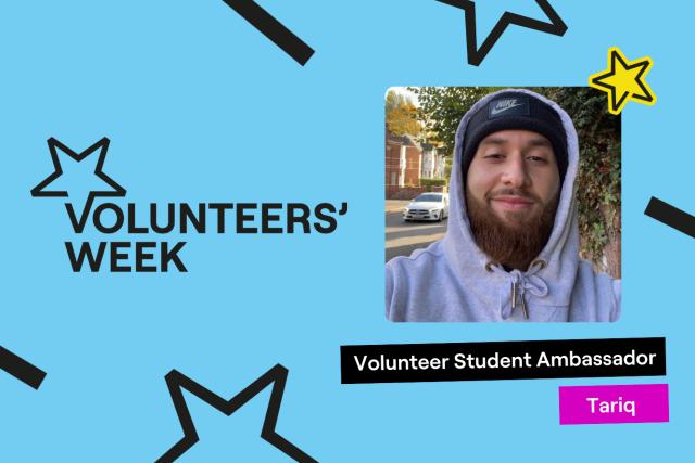 Tariq with Volunteers Week branding