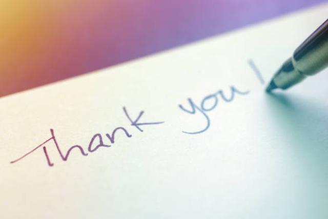 written thank you note