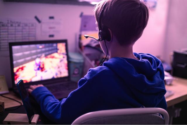 Child playing video game