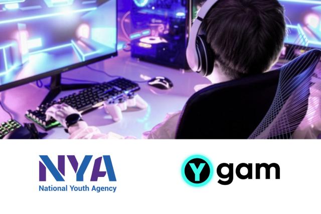 Ygam and NYA logos overlayed a boy playing video game